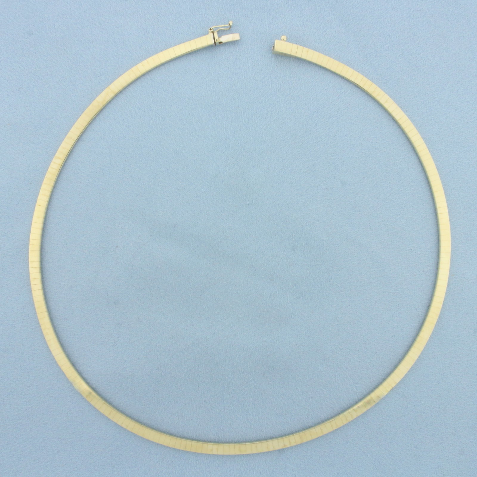 Italian 4mm Flat Omega Necklace in 14k Yellow Gold