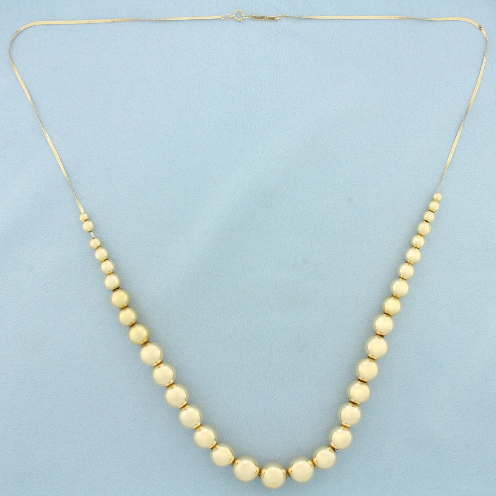 Graduated Ball Bead Necklace in 14k Yellow Gold
