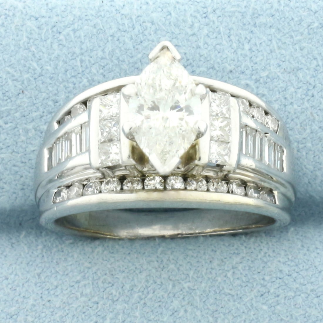 Marquise Diamond Engagement Ring in 14k White Gold (1 of 4)