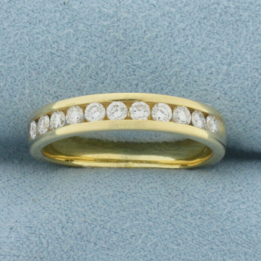 Channel Set Diamond Wedding Band Ring in 18K Yellow Gold (1 of 4)