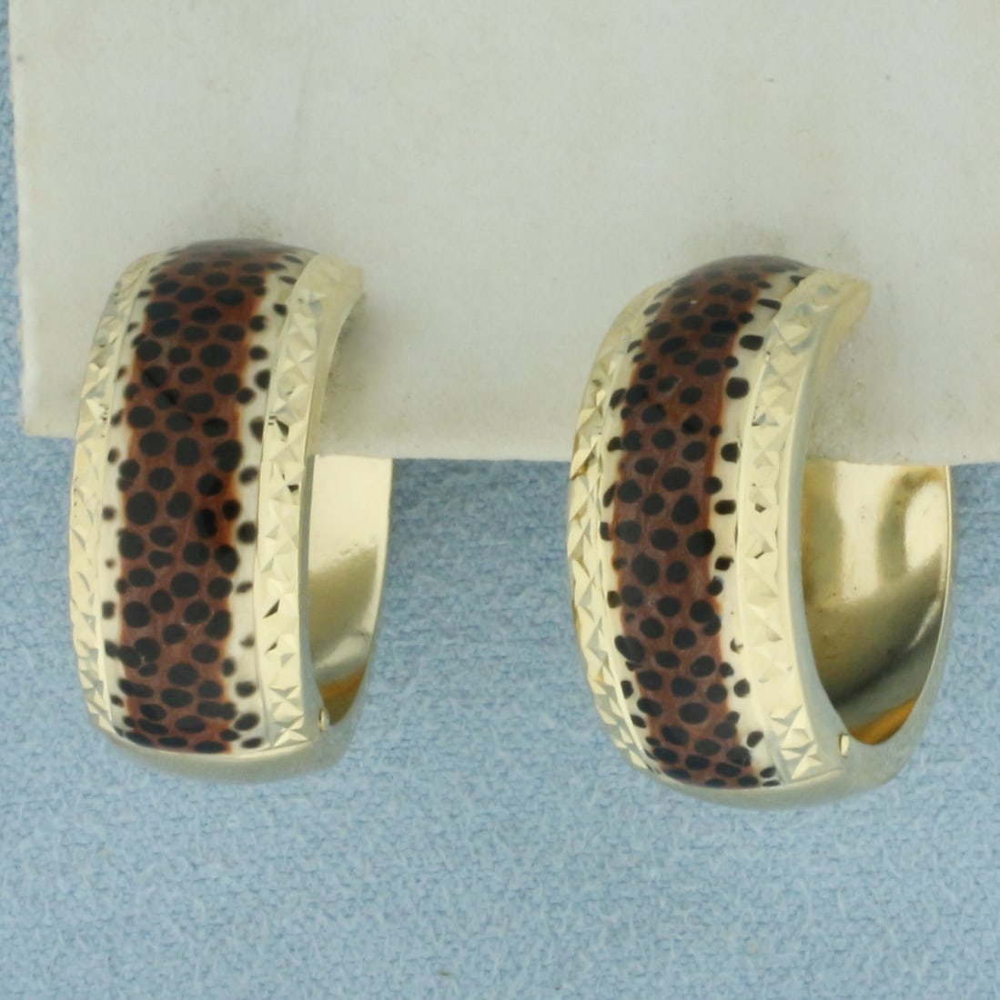 Cheetah Print Hoop Earrings in 14k Yellow Gold (1 of 2)