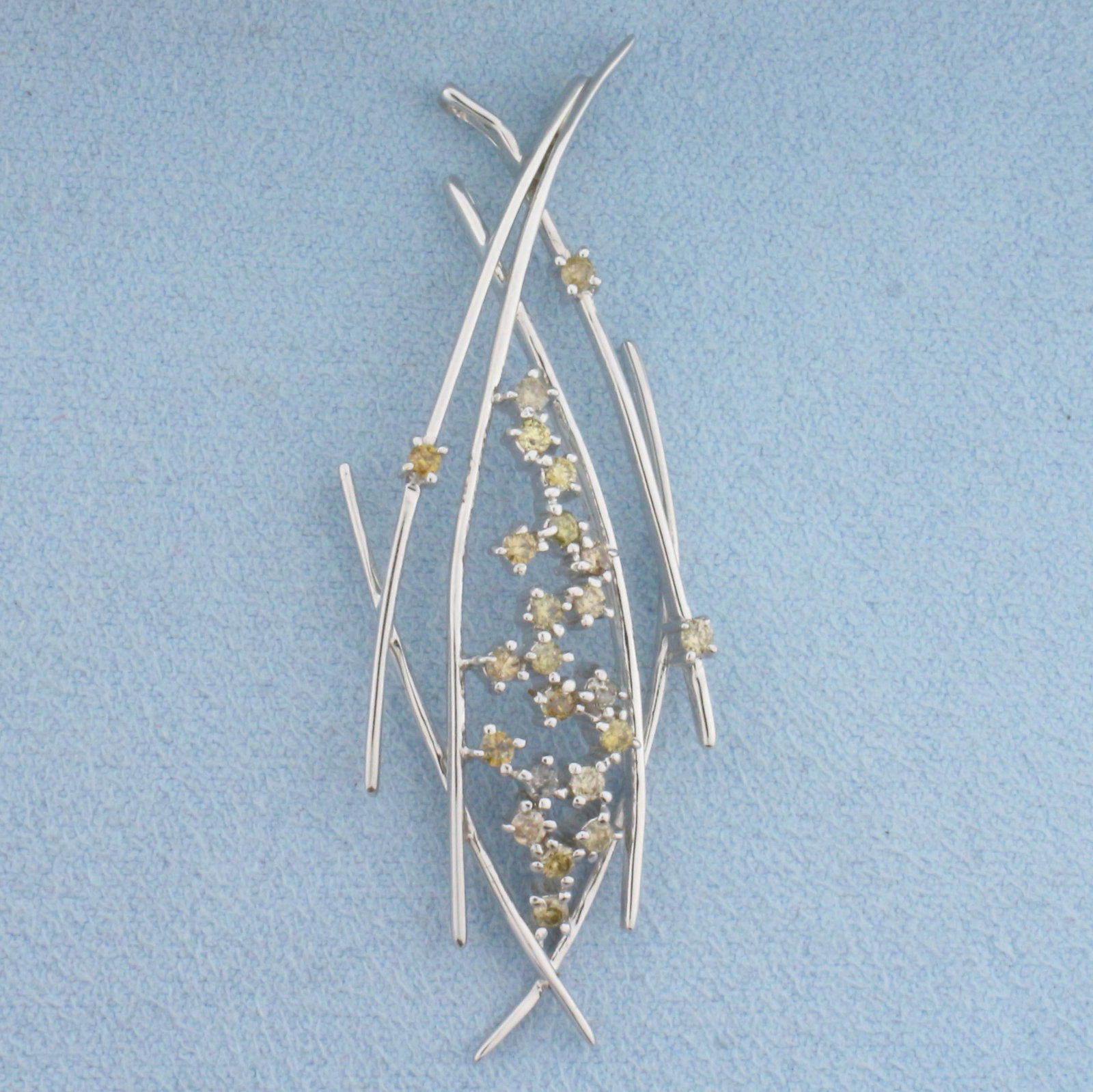 Chocolate and Champagne Diamond Abstract Pendant in 18K White Gold