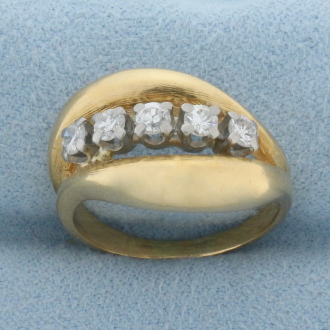 Vintage Designer Five-Stone Diamond Ring in 18K Yellow Gold