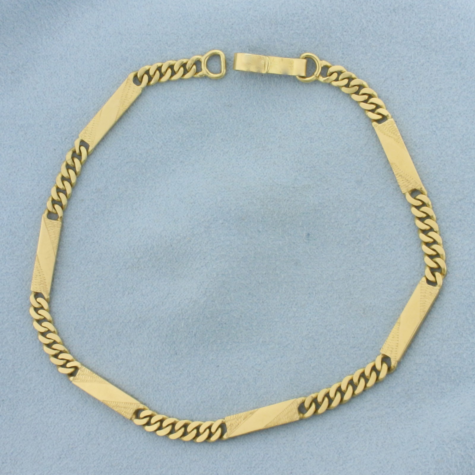 Bar and Link Chain Link Anklet in 18K Yellow Gold