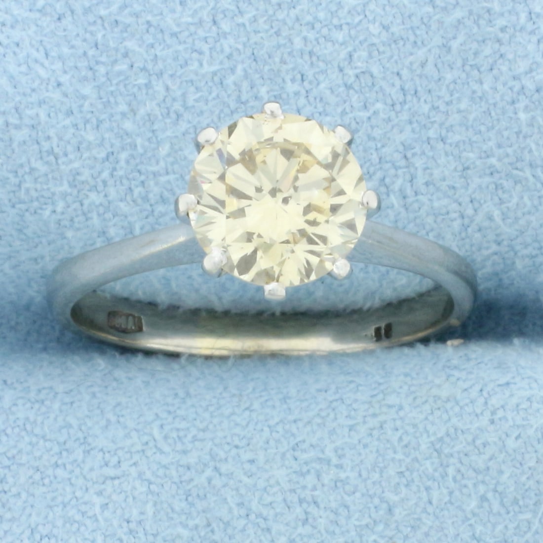 Solitaire Champagne Diamond Engagement Ring in 14K White Gold
