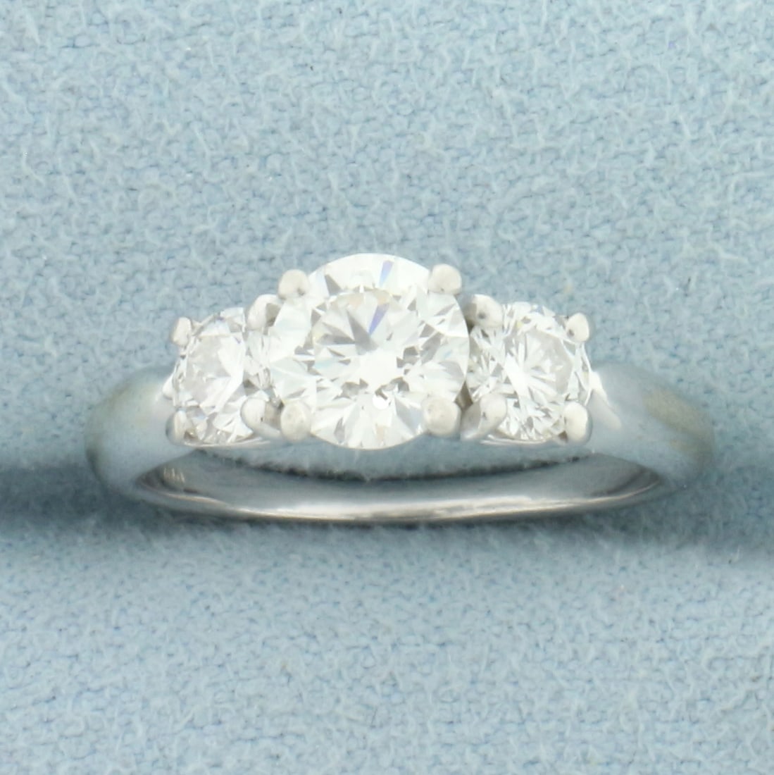 Certified Diamond 3 Stone Wedding Anniversary or Engagement Ring in 18k White Gold