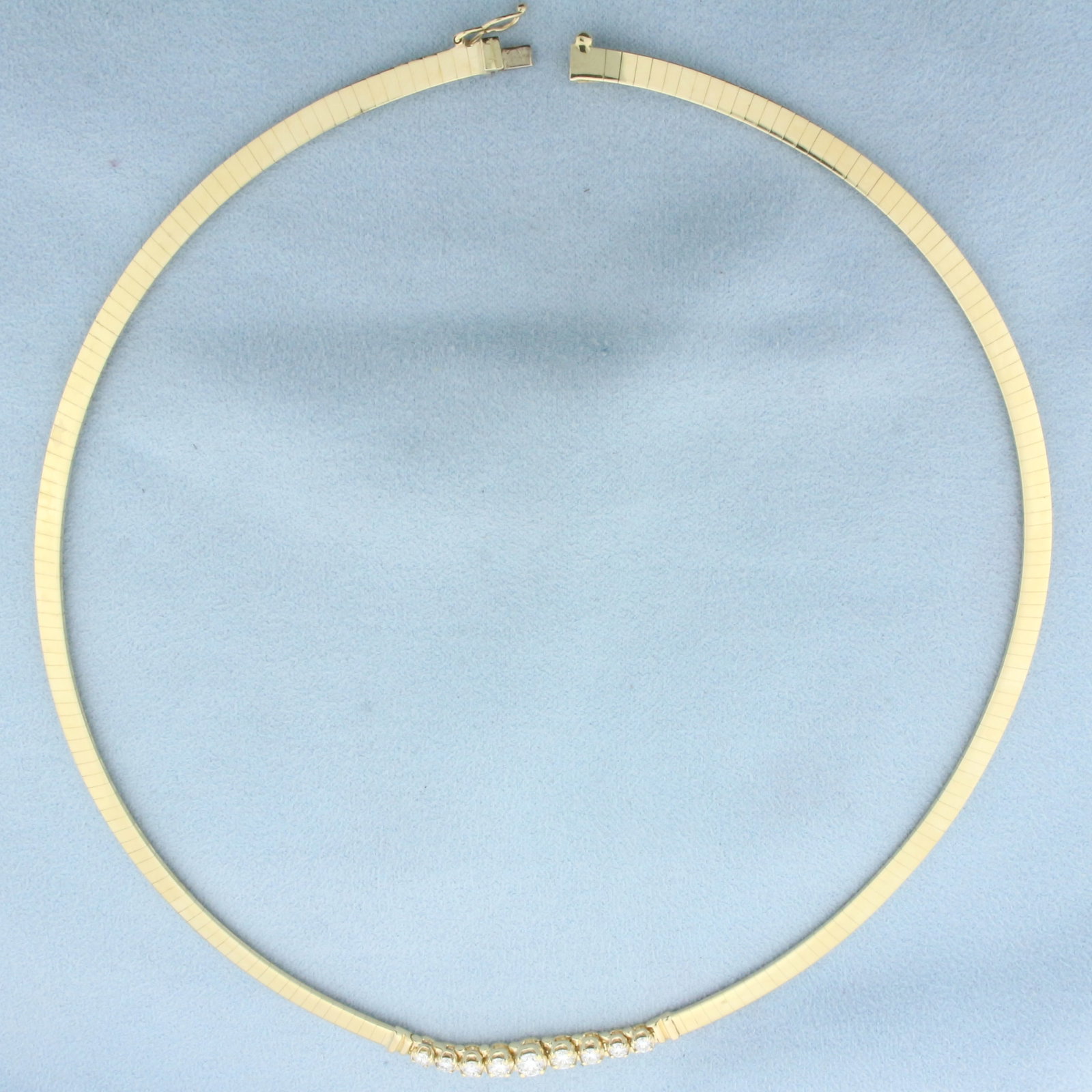 Italian Diamond Omega Necklace in 14k Yellow Gold
