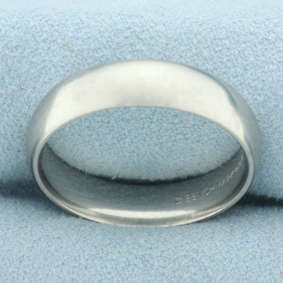 Mens Benchmark Platinum 6mm Comfort Fit Wedding Band Ring in Platinum
