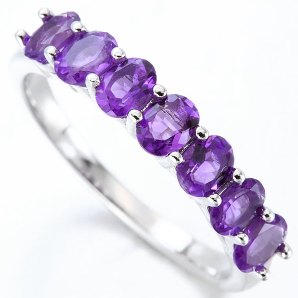Amethyst Stacking Band Ring in Sterling Silver