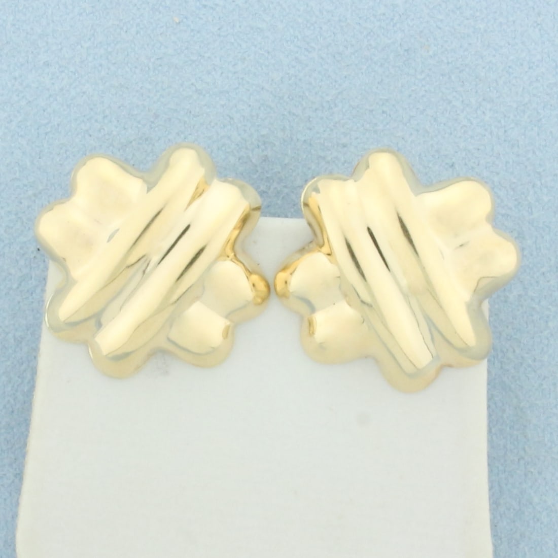 Puffy X Earrings in 14k Yellow Gold