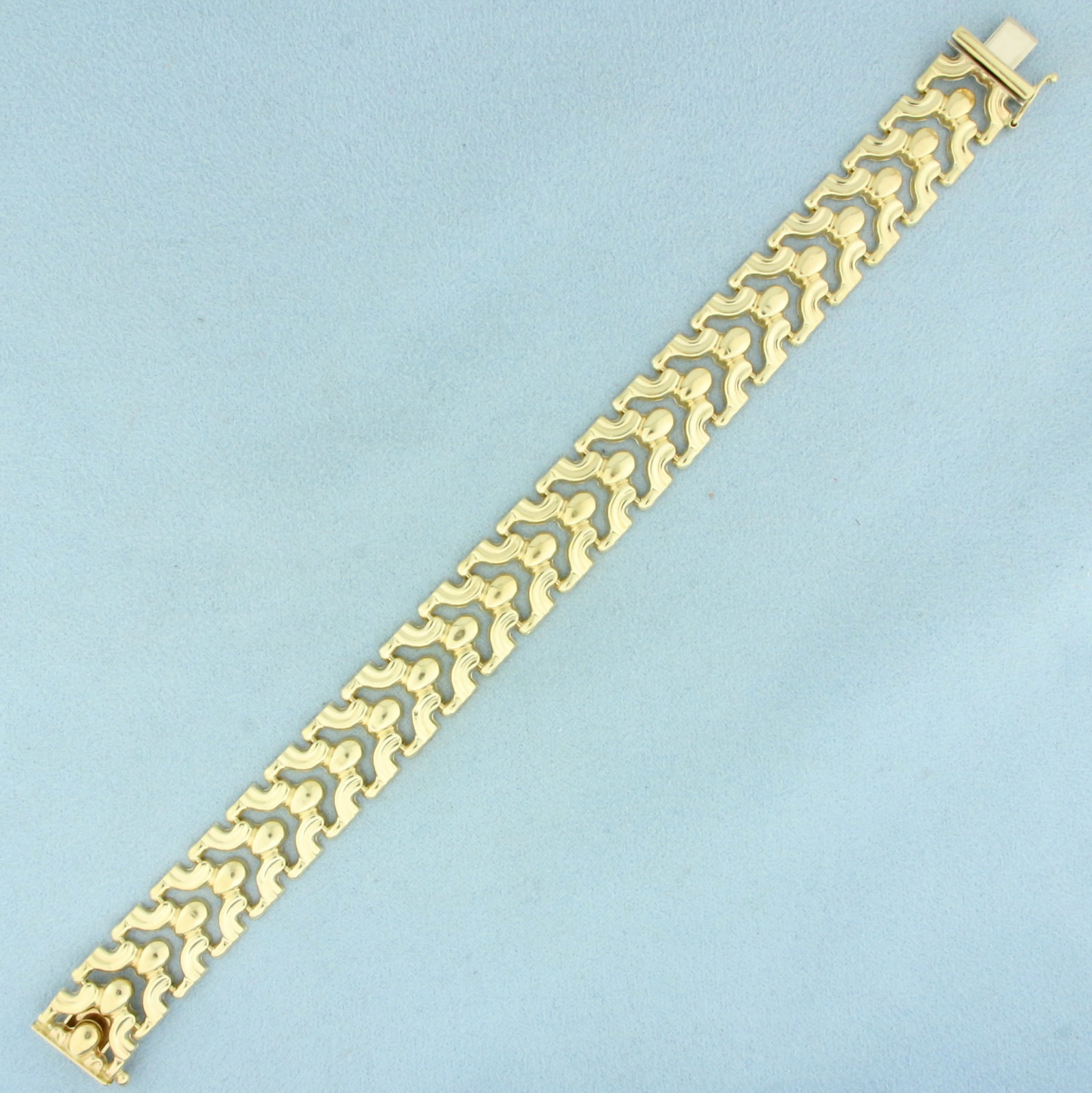 Italian Designer Fancy Link Bracelet in 14k Yellow Gold