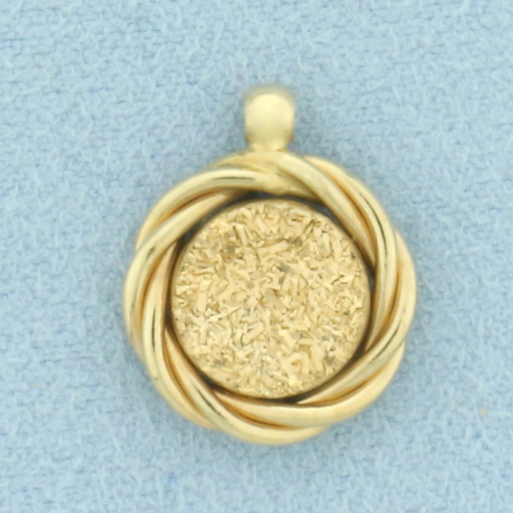 Druzy Quartz Pendant in 14k Yellow Gold