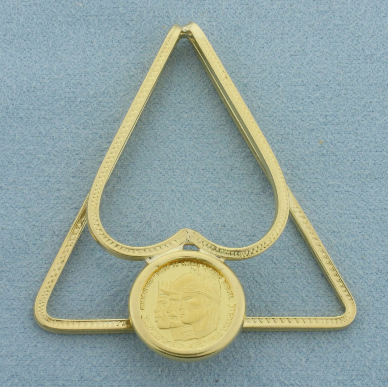 Venezuela Caracas 400 Anniversary Gold Coin Money Clip in 18k Yellow Gold