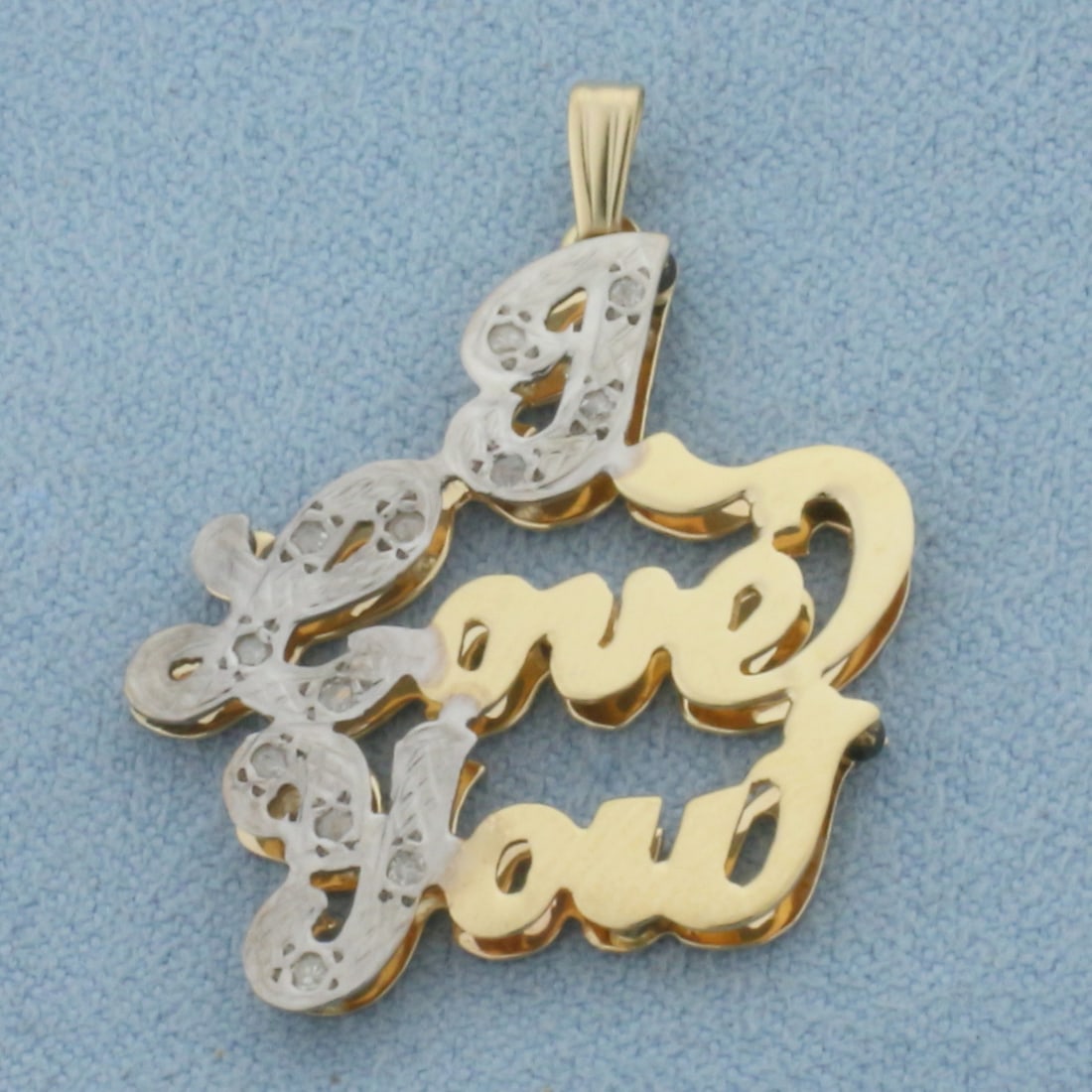Diamond "I Love You" Pendant in 14k Yellow Gold