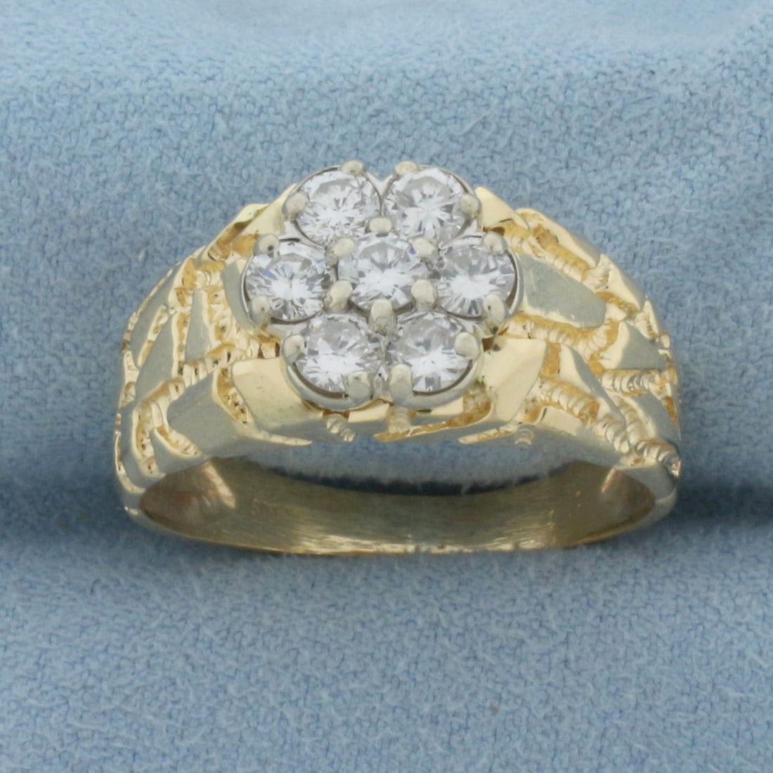 Men's Diamond Nugget Ring in 14k Yellow Gold