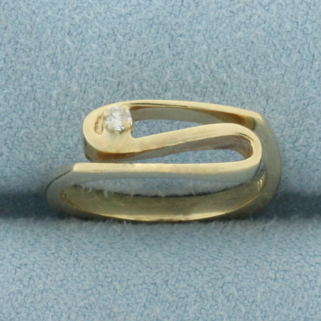 Modern Abstract Desing Diamond Euro Shank Ring in 14k Yellow Gold