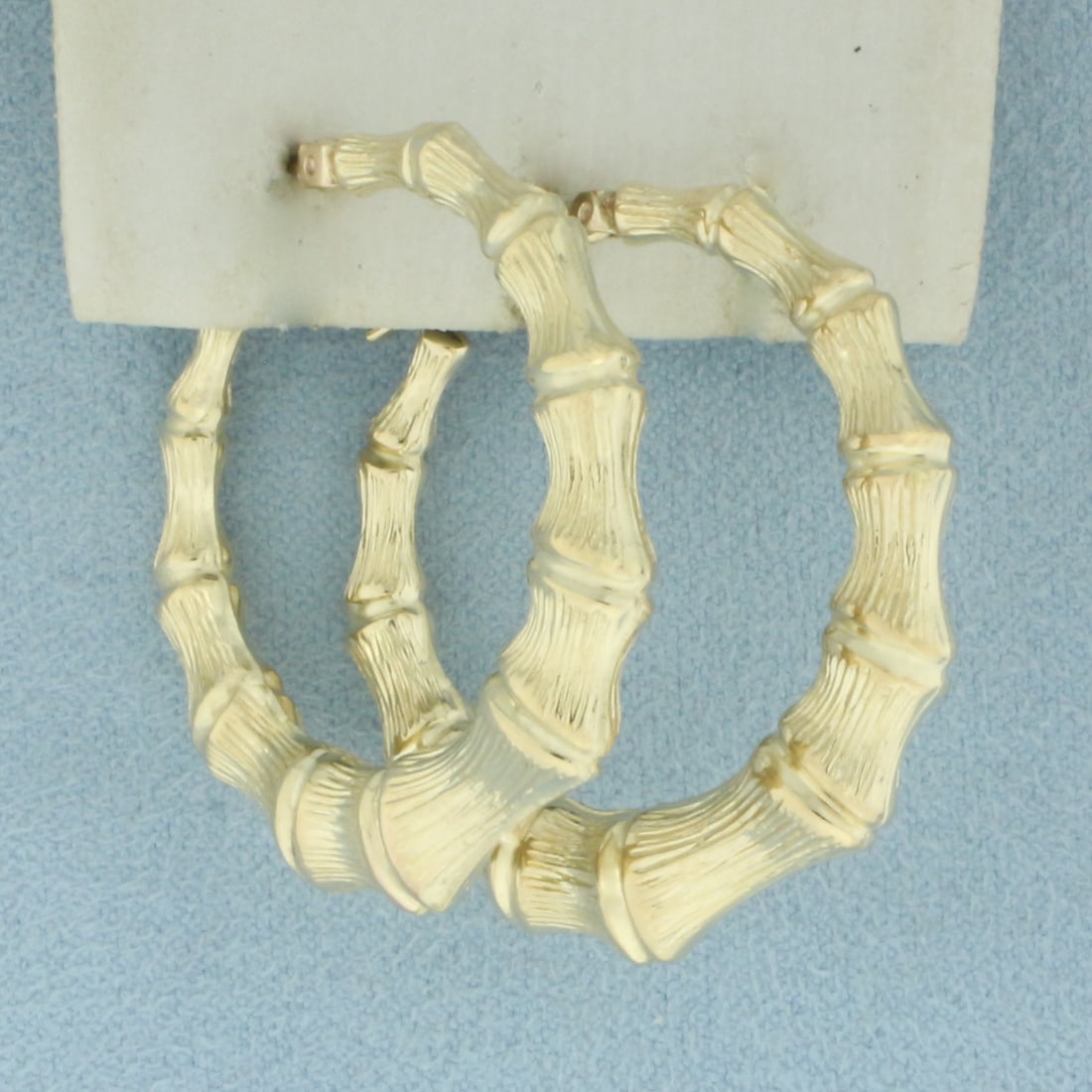 Bamboo Design Hoop Earrings in 10k Yellow Gold