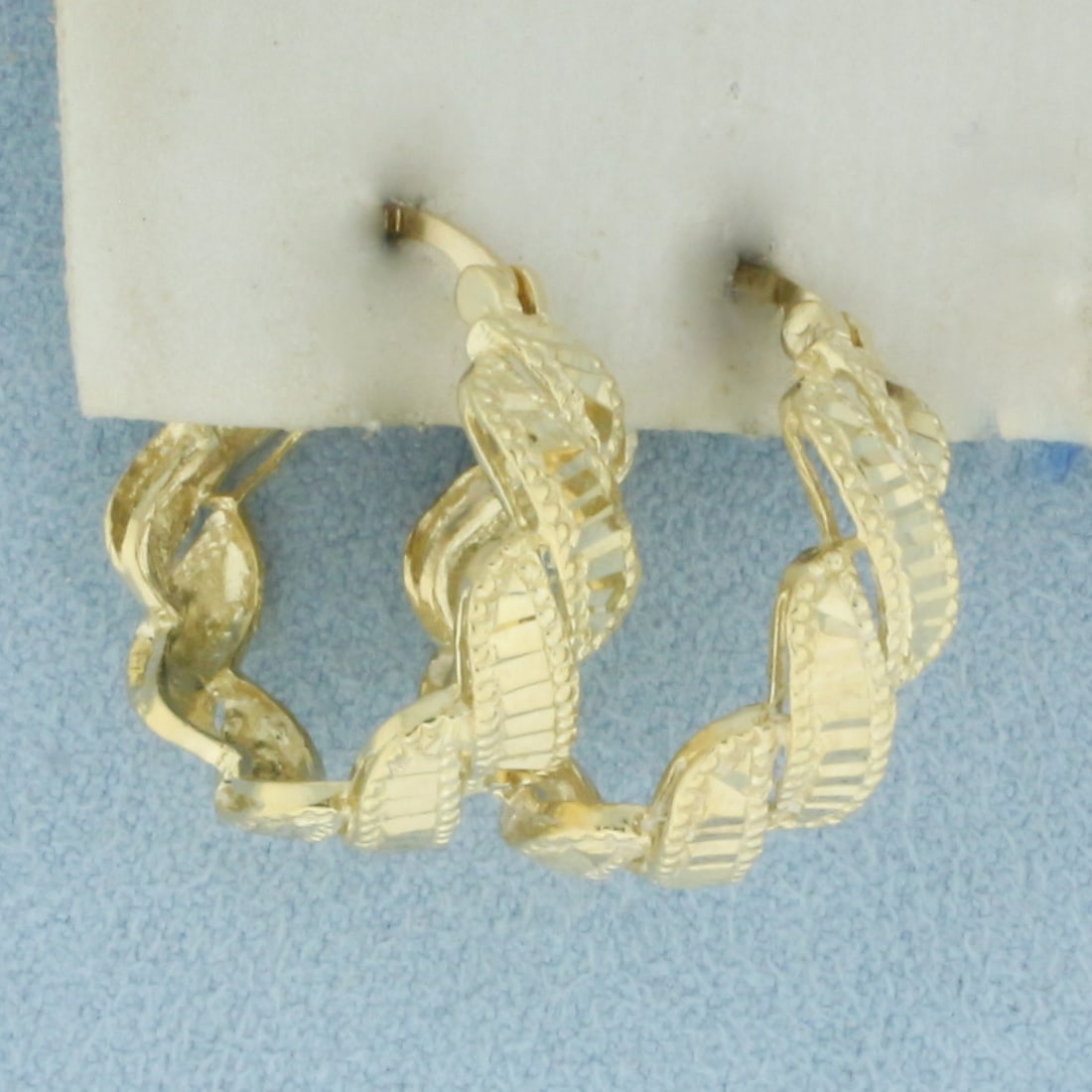 Diamond Cut Hoop Earrings in 14k Yellow Gold