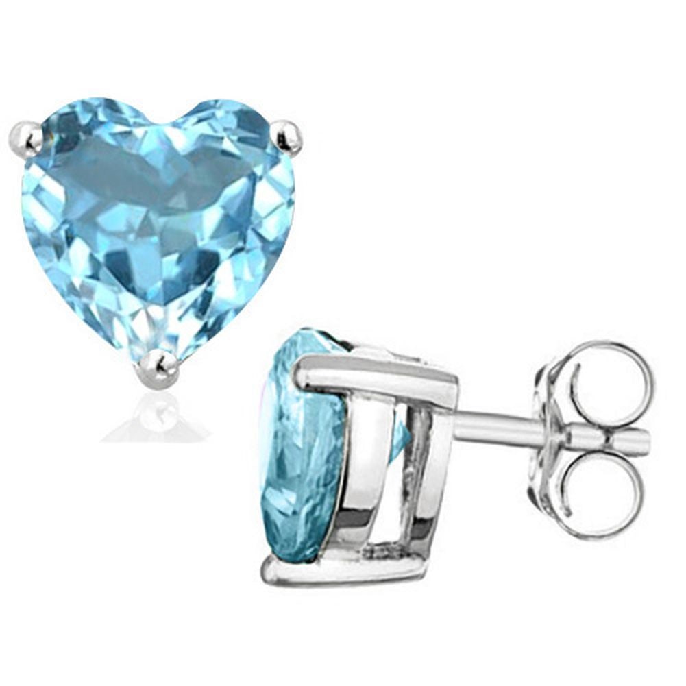 6MM Heart Cut Sky Blue Topaz 2CTW Stud Earrings in Sterling Silver