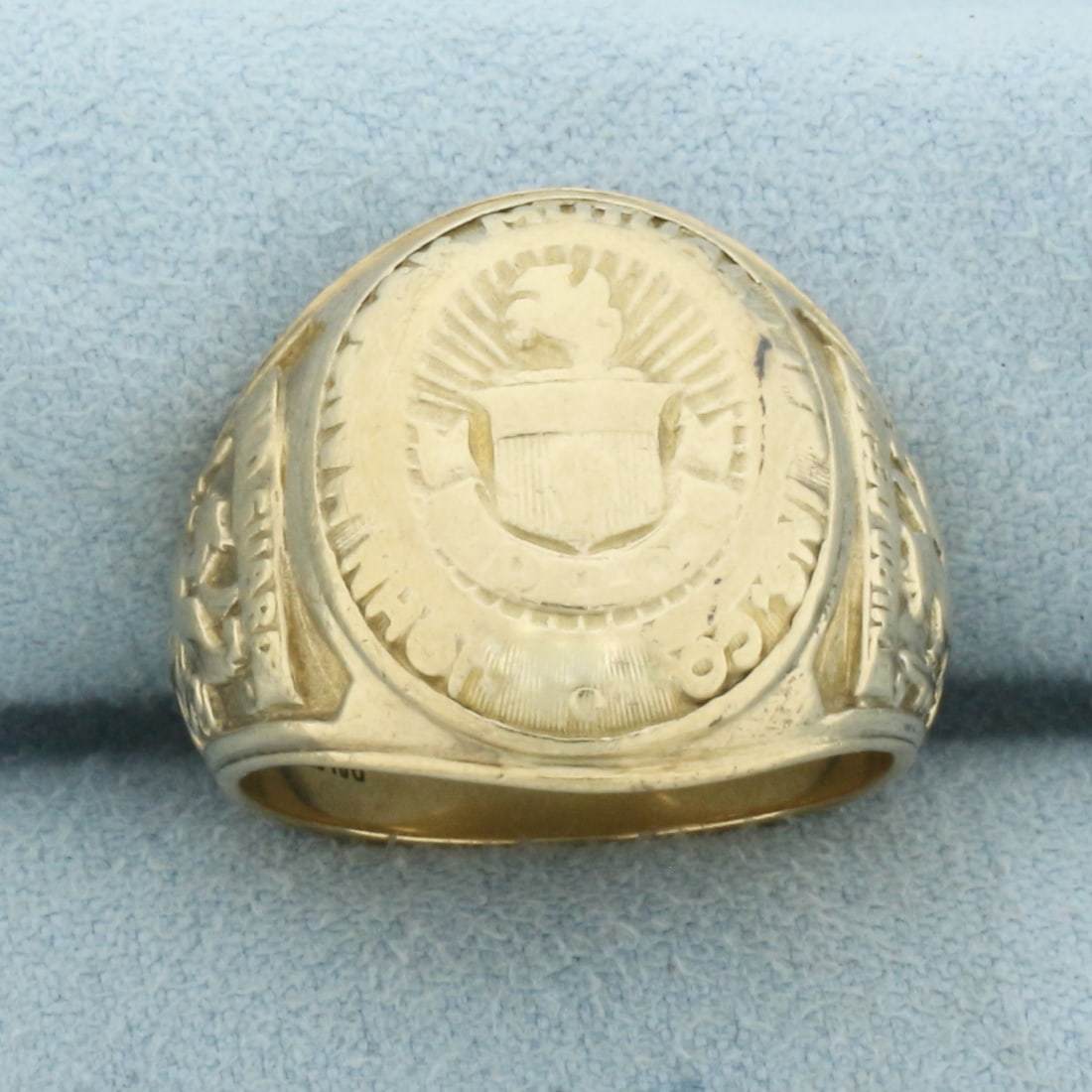 Mens Vintage John Hancock Life Insurance Company Ring in 10k Yellow Gold: In 10k Yellow Gold. 18.5mm wide at center. Size 8.25.12.5g.