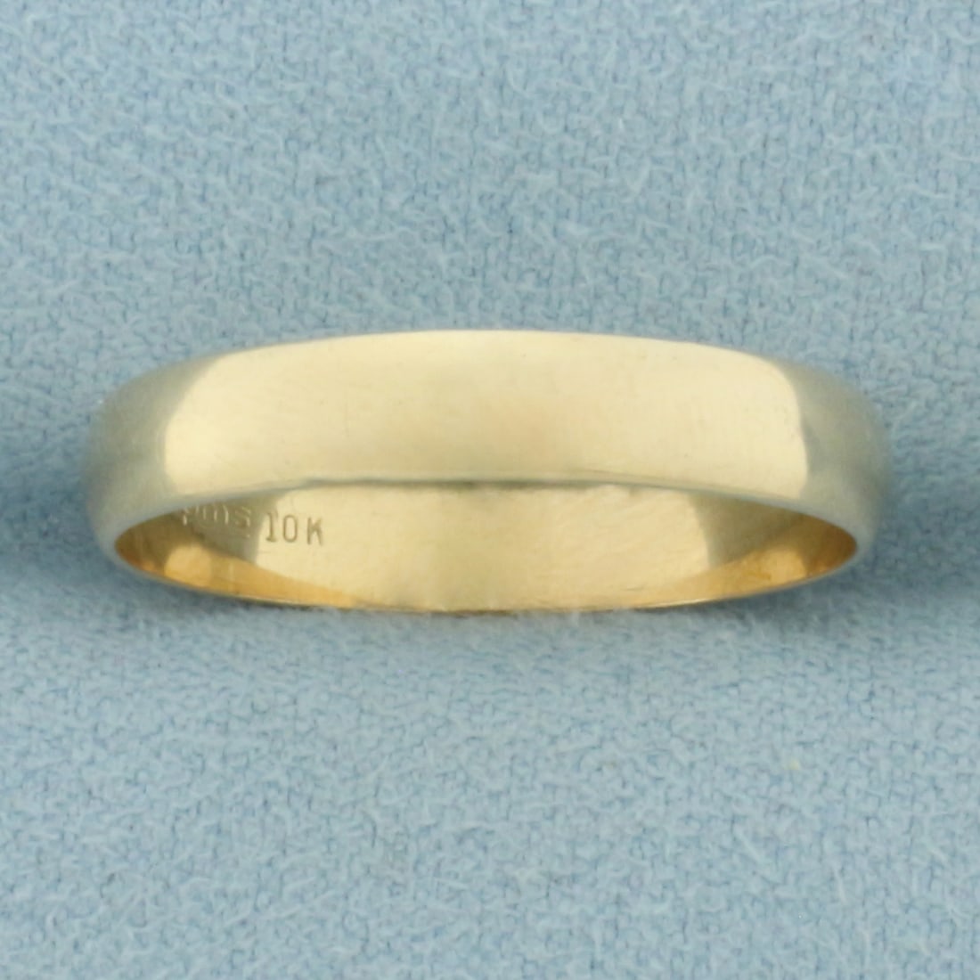 Mens High Polish Wedding Band Ring in 10k Yellow Gold: In 10k Yellow Gold. 4.1mm wide. Size 11. 2.6g.