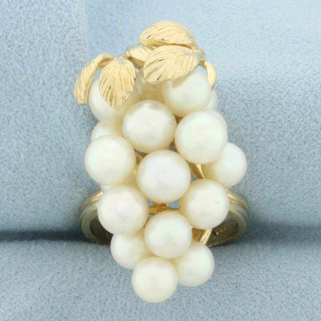 Cultured Akoya Pearl Grape Cluster Ring in 14k Yellow Gold