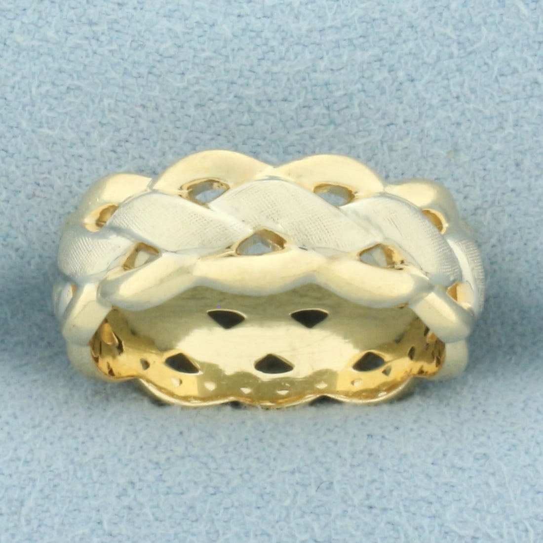 Braided Woven Design Band Ring in 14k Yellow and White Gold
