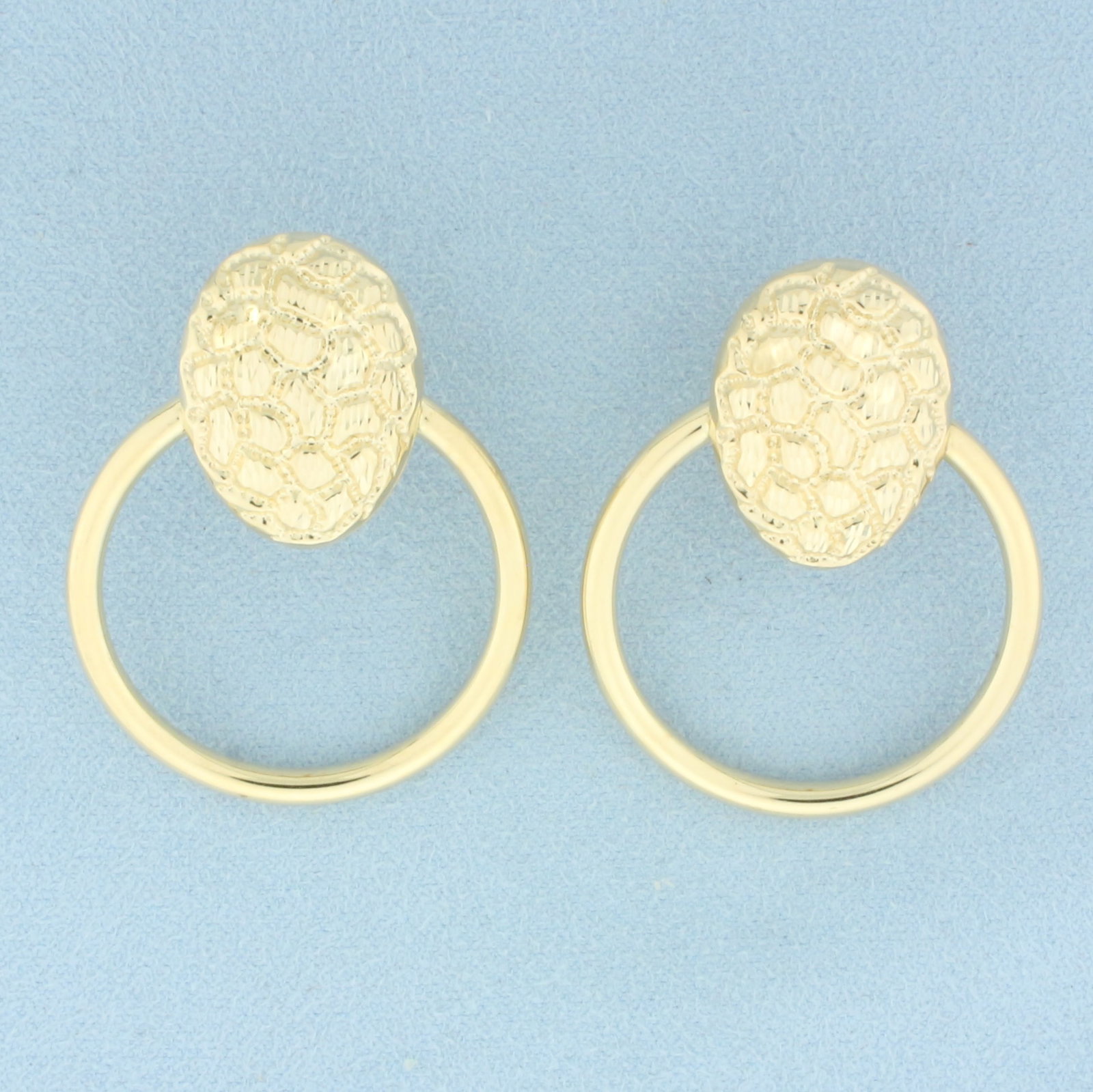 Large Door Knocker Hoop Earrings in 14k Yellow Gold