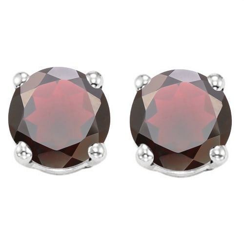 8MM Round Garnet Stud Earrings in Sterling Silver: In platinum over .925 sterling silver basket mountings with friction backs included. Contains 2 round cut Garnet gemstones with excellent color and clarity, approx. 4.5CTW, 8mm each. 2.2g