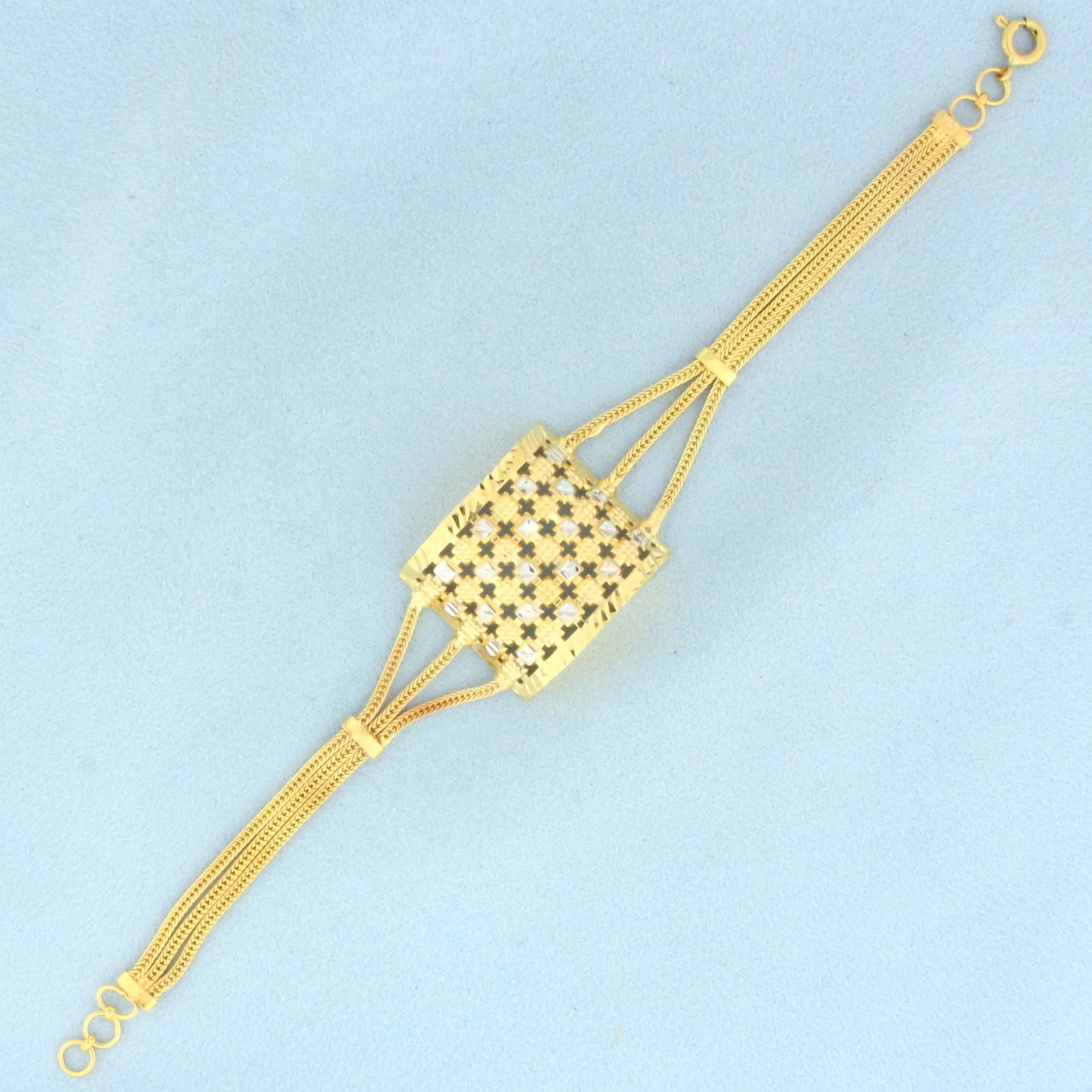 Diamond Cut Two Tone Bracelet in 21k Yellow and White Gold