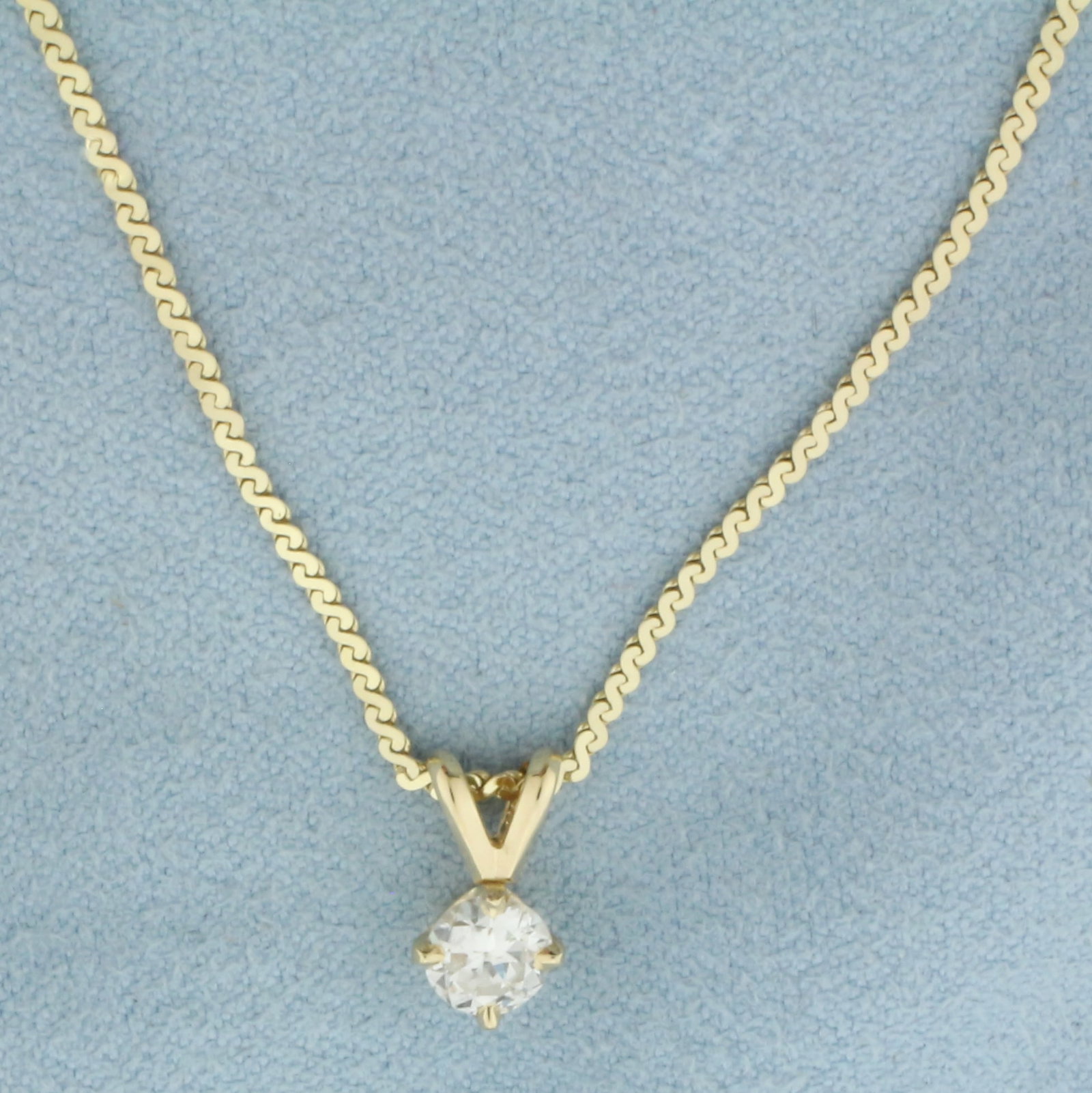Diamond Solitaire Necklace in 14k Yellow Gold