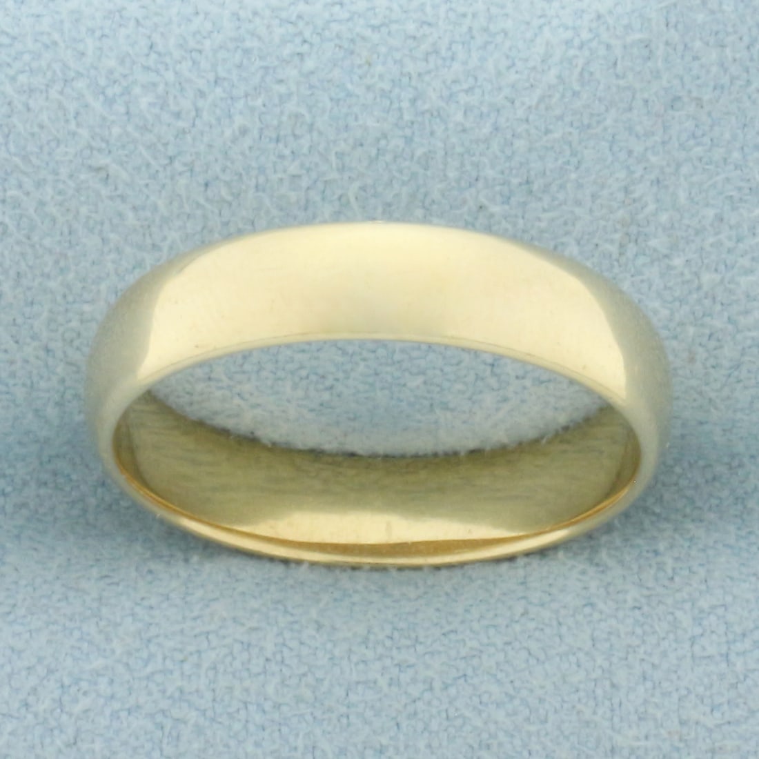 High Polish Half Dome Wedding Band Ring in 14k Yellow Gold