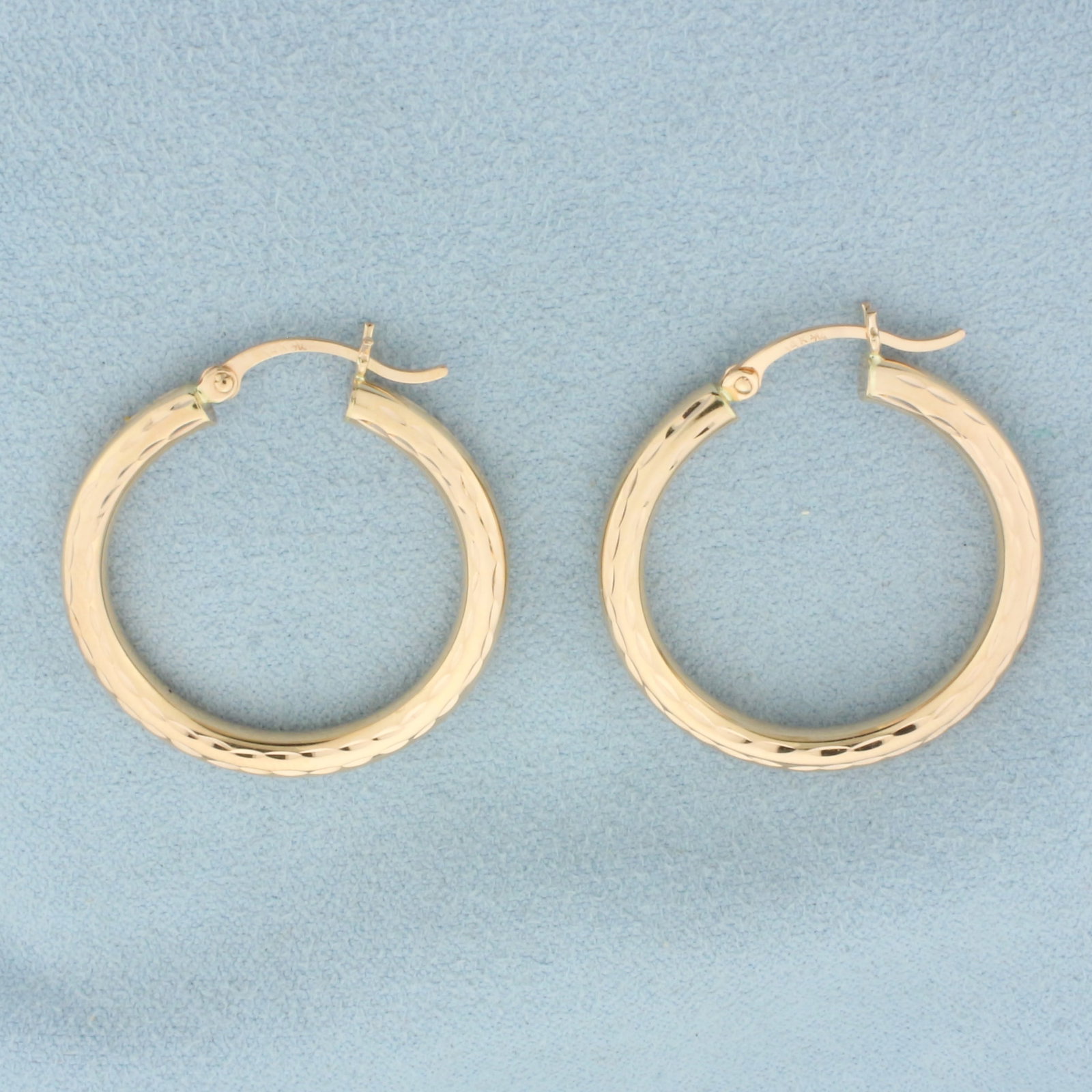 Diamond Cut Hoop Earrings in 14k Rose Gold
