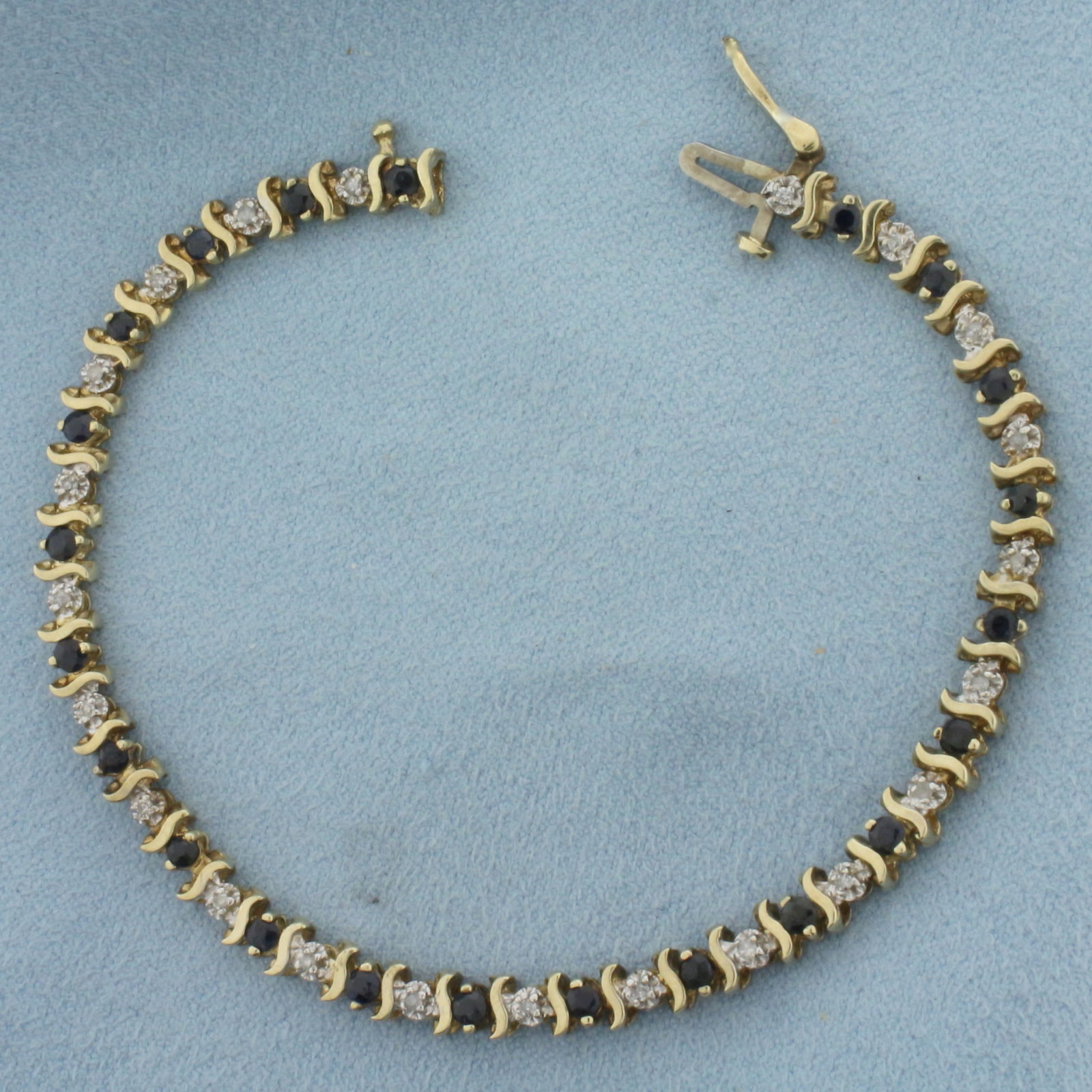 Sapphire and Diamond Bracelet in 10K Yellow Gold