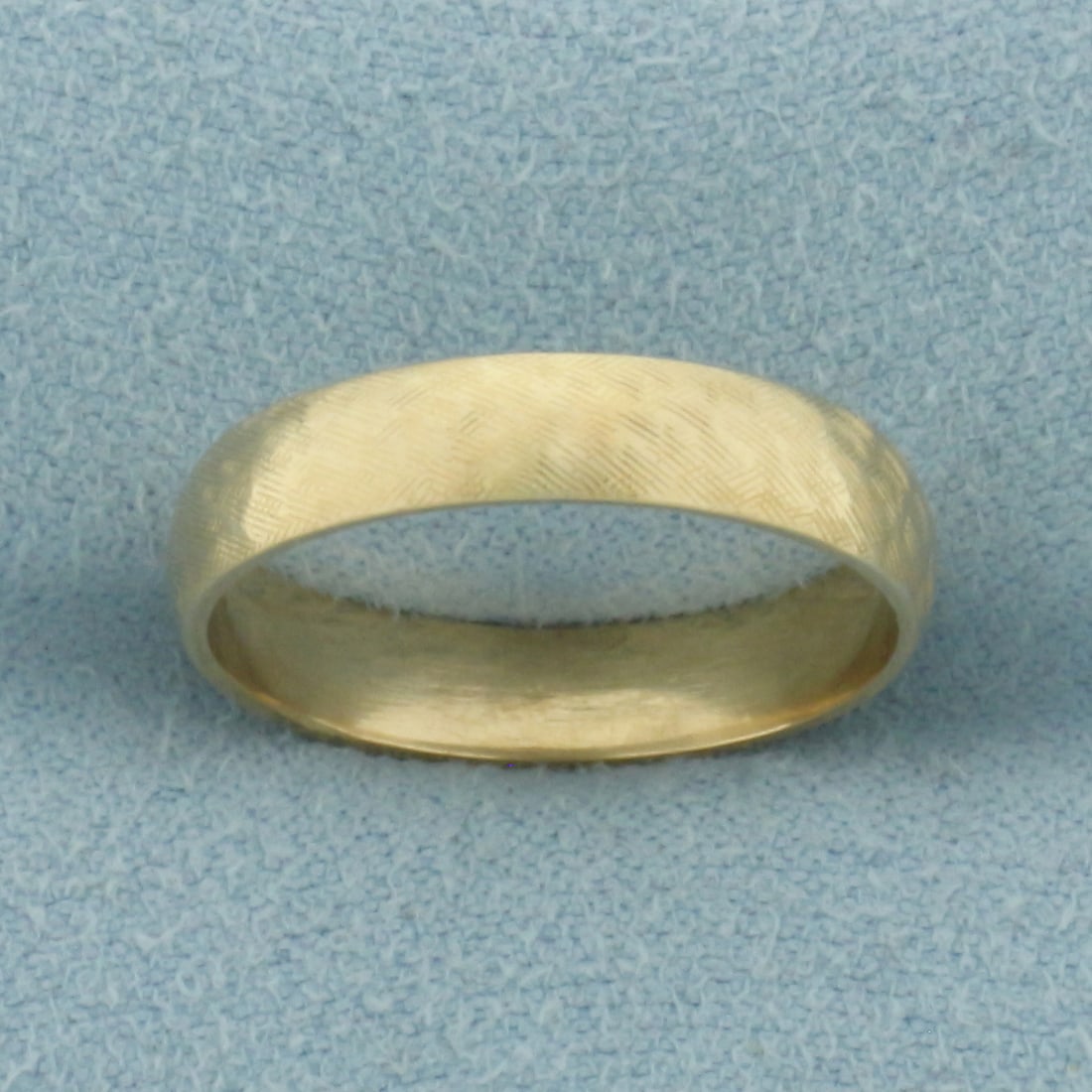 Crosshatch Finish Wedding Band Ring in 14k Yellow Gold