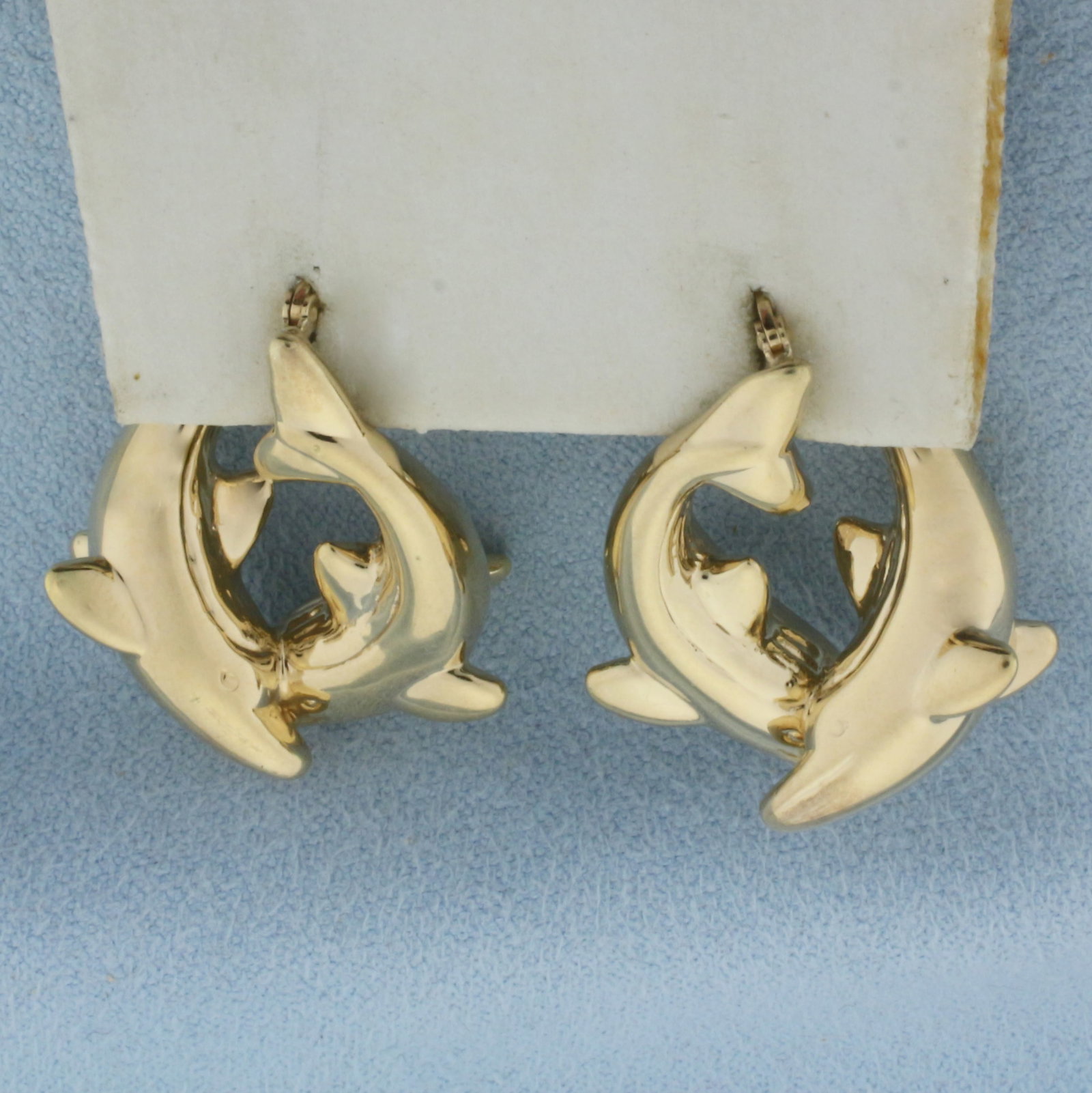 Dolphin Hoop Earrings in 14k Yellow Gold