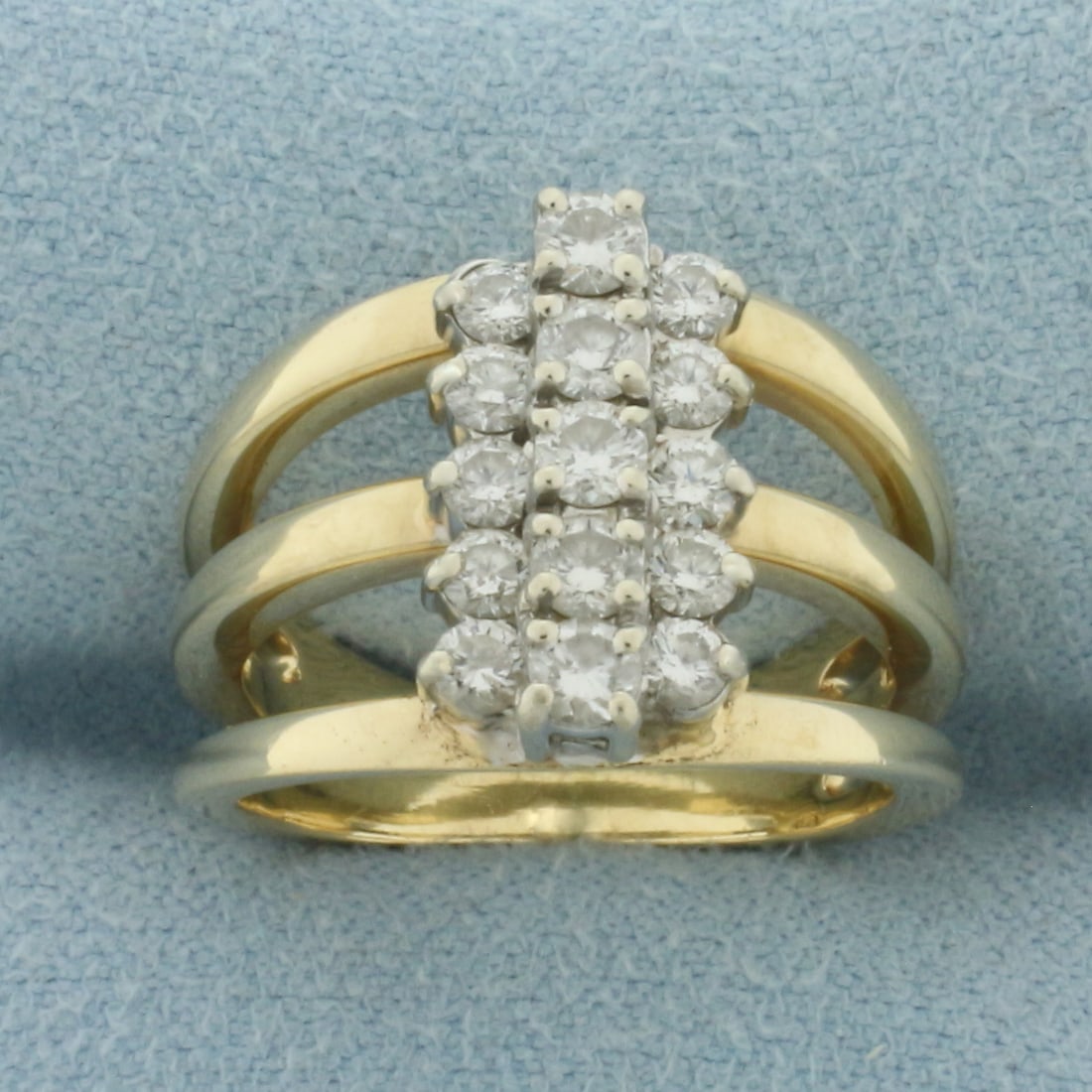Diamond Tripple Band Stacking Ring in 14k Yellow Gold