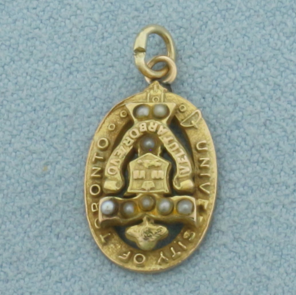 Vintage University of Toronto Charm in 10k Yellow Gold