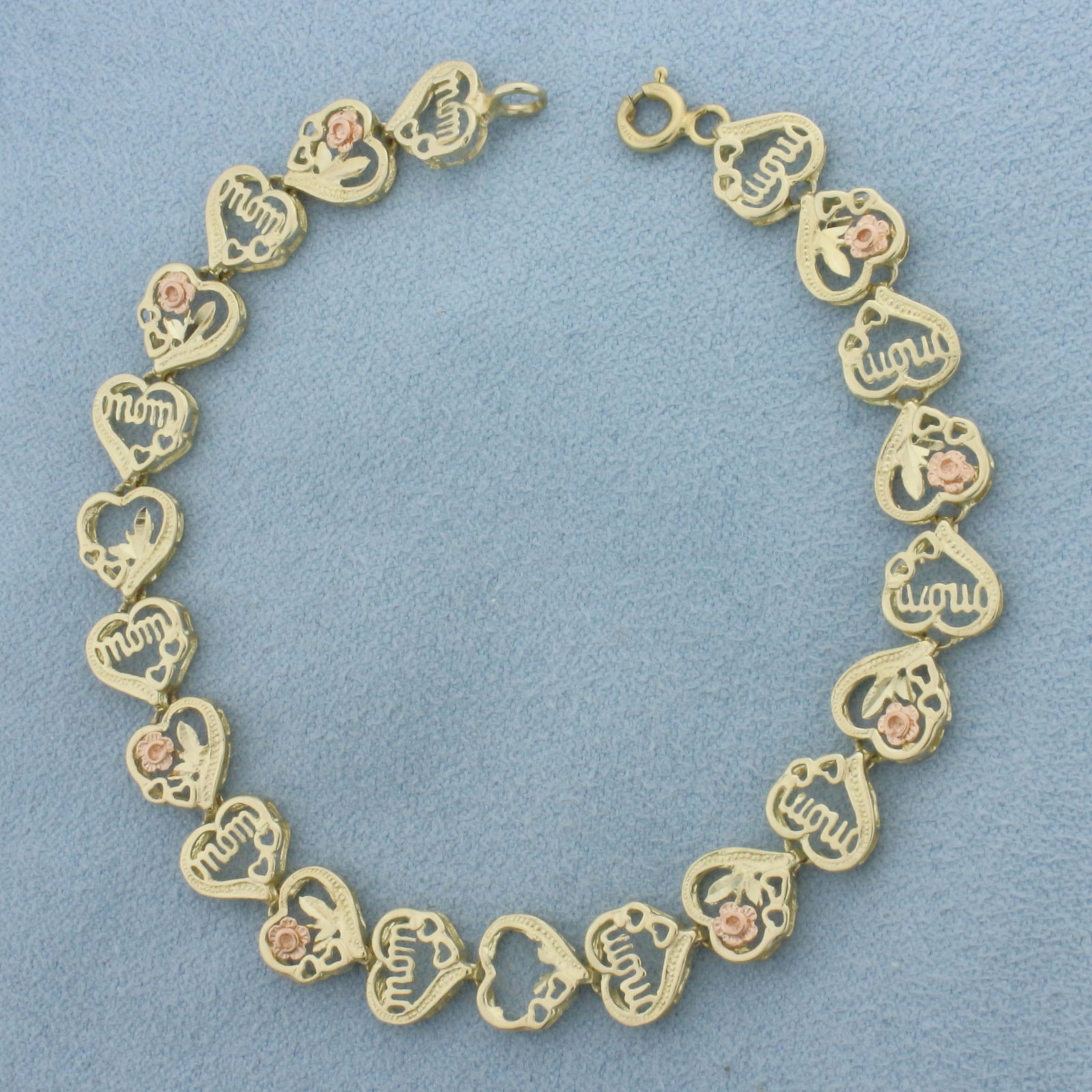 Heart Mom Bracelet in 10k Yellow and Rose Gold