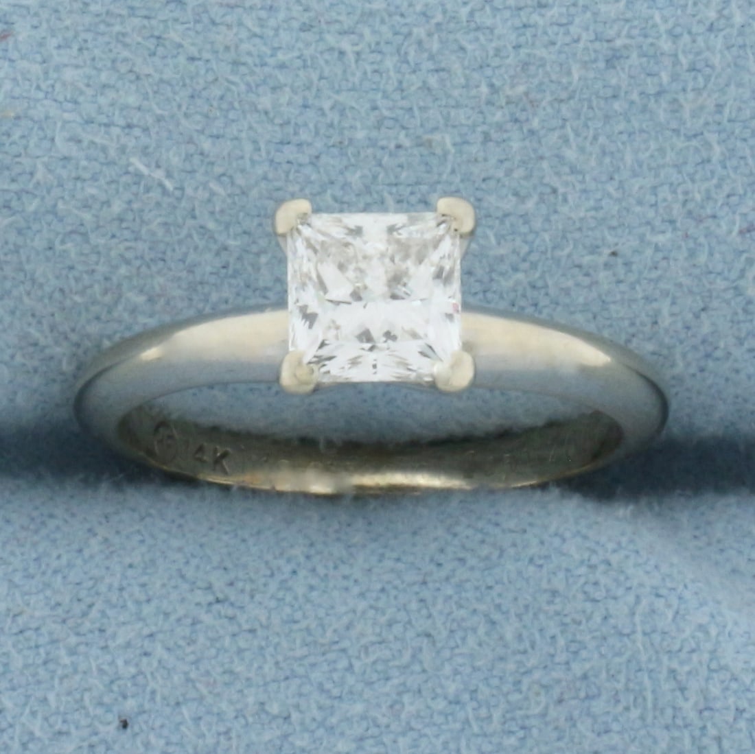 GIA Certified Princess Cut Solitaire Diamond Engagement Ring in 14k White Gold