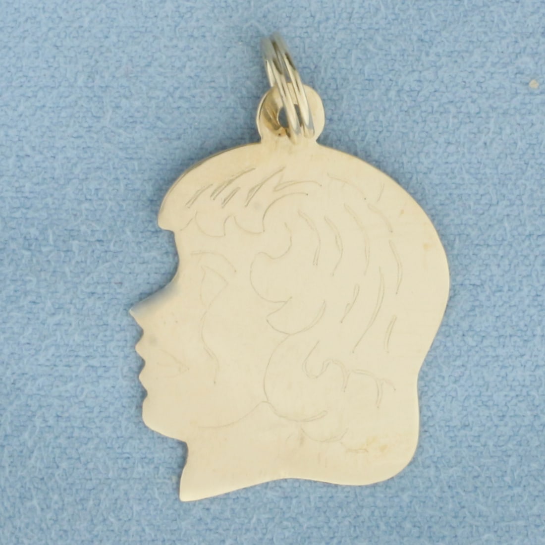 Engravable Girl Silhouette Charm in 14k Yellow Gold