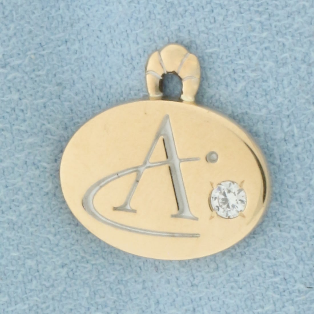Diamond Initial A Charm in 10k Yellow Gold