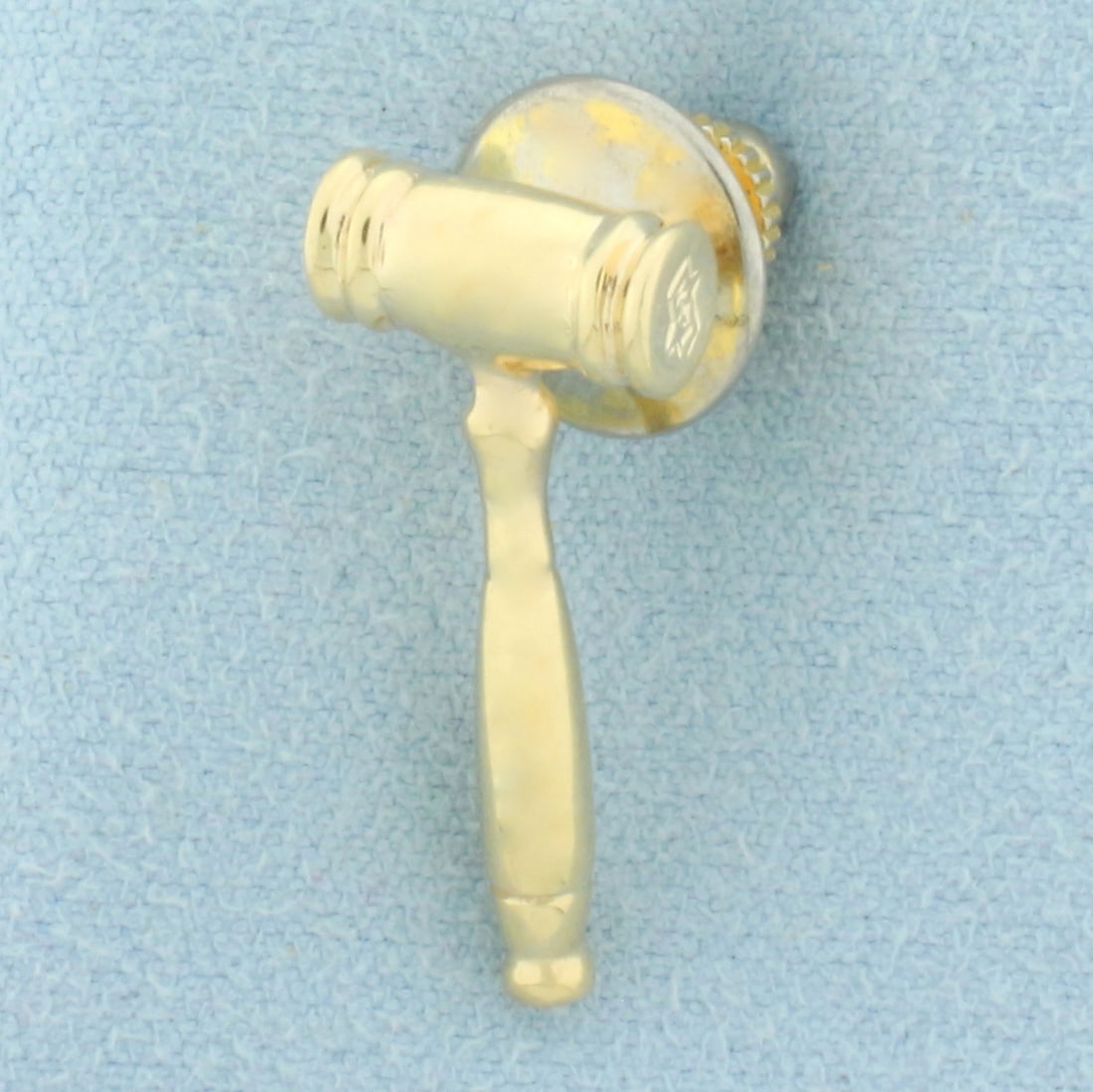 Gavel Judge Lapel or Tie Tack Pin in 14k Yellow Gold