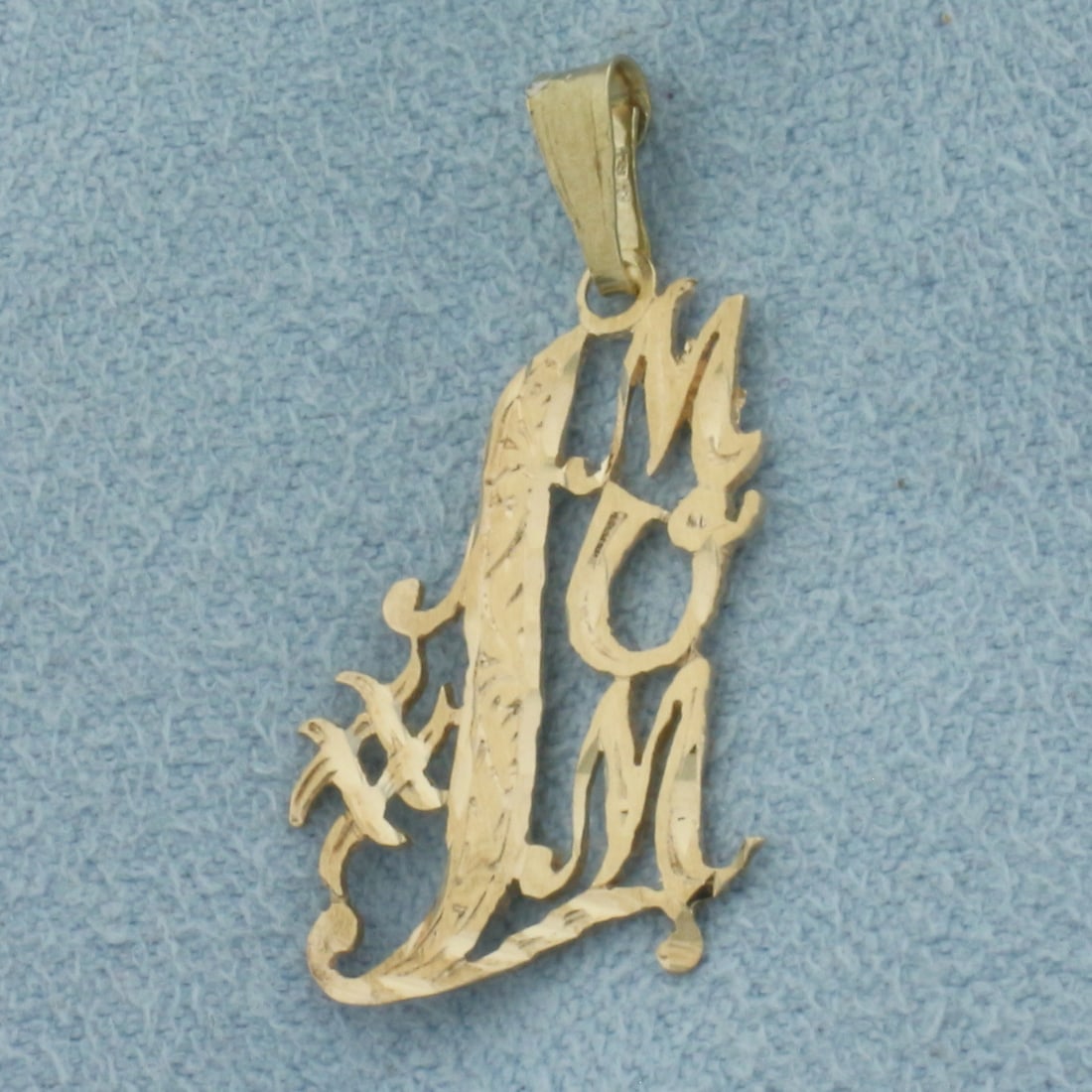 Number One Mom Pendant in 14k Yellow Gold