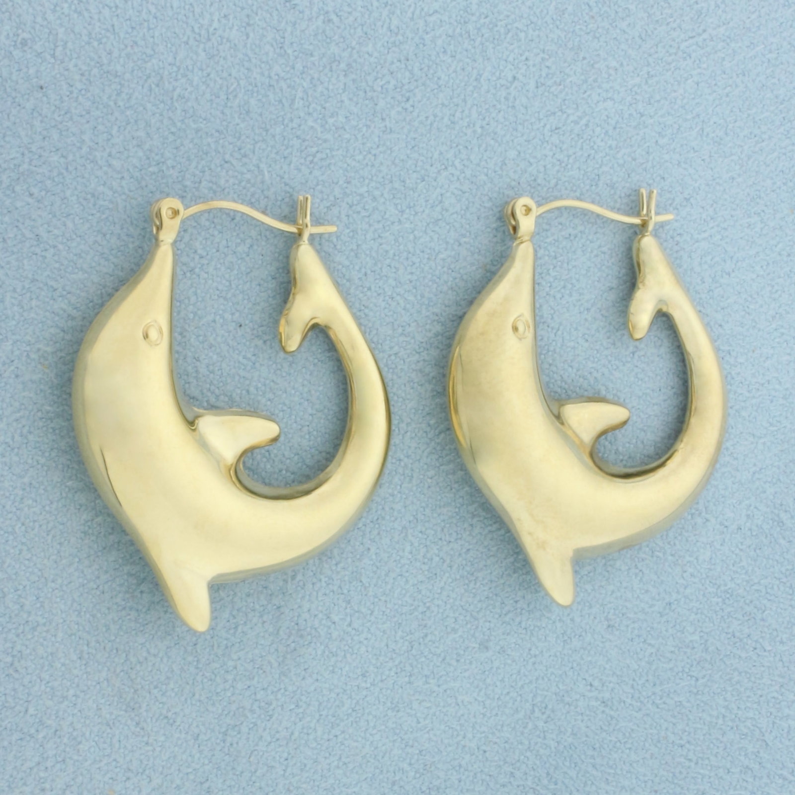 Dolphin Hoop Earrings in 10k Yellow Gold