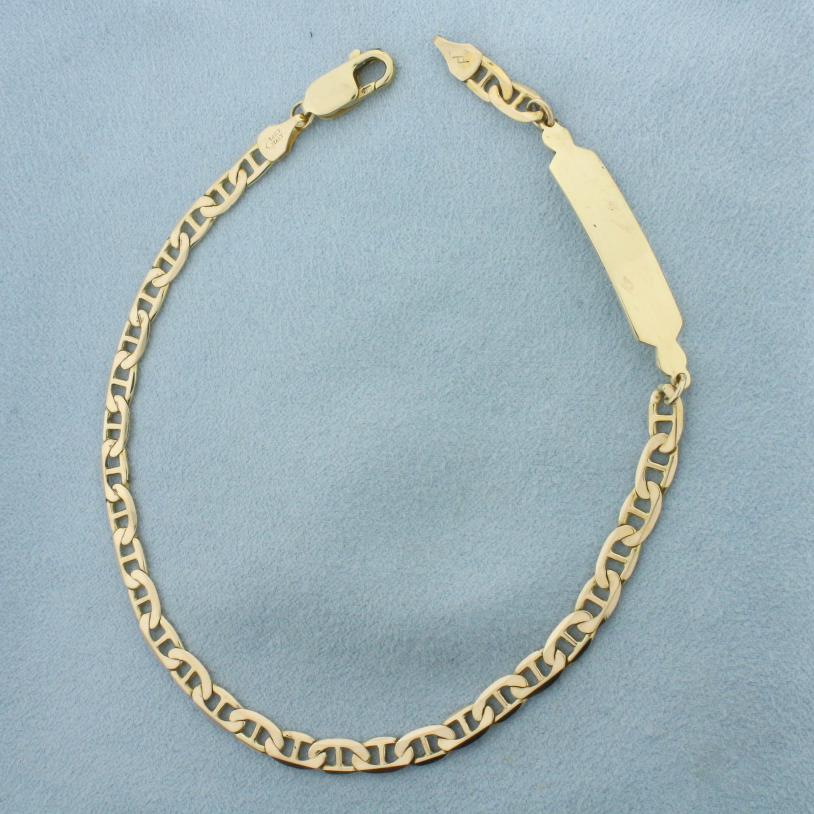 Italian Engravable Mariner Anchor Link ID Anklet in 14k Yellow Gold