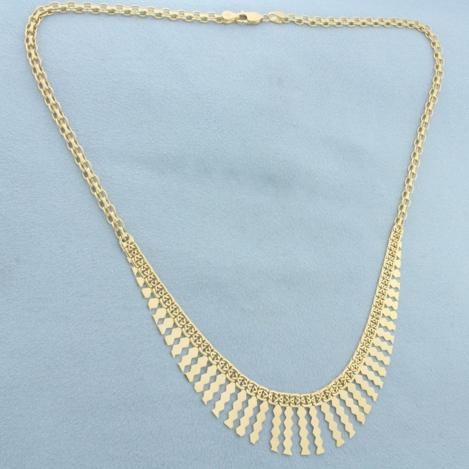 Italian Cleopatra Fringe Style Bismark Necklace in 14k Yellow Gold