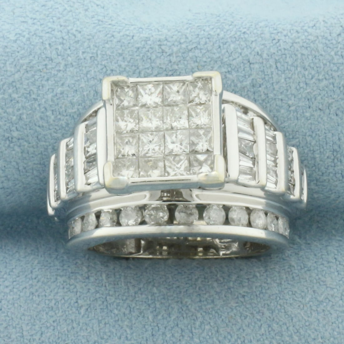 Invisible Set Diamond Ring in 14k White Gold