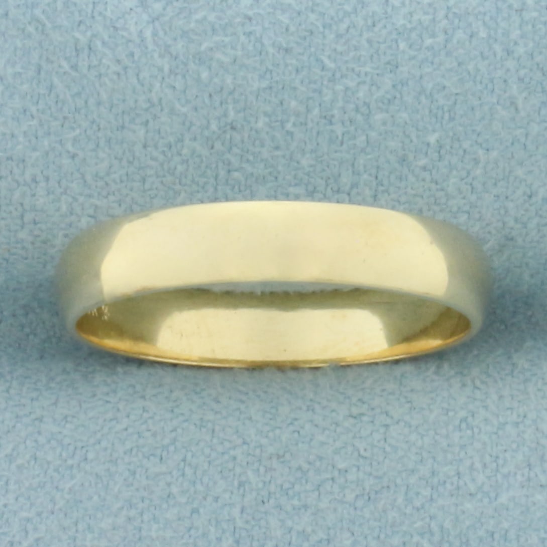 Mens 4mm High Polish Wedding Band Ring in 14k Yellow Gold