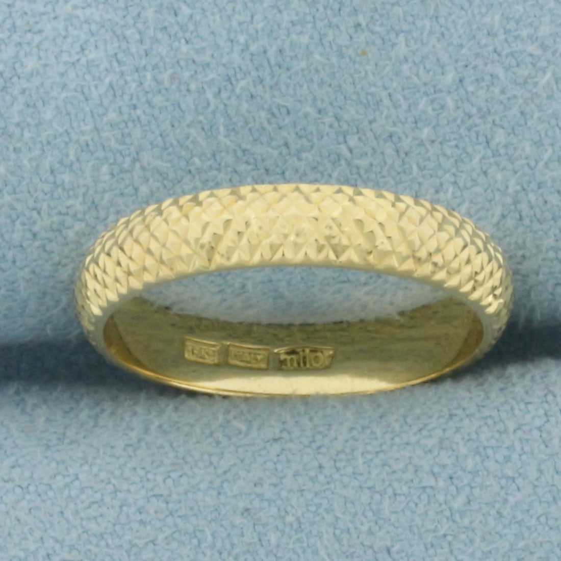 Italian Diamond Cut Textured Band Ring in 18k Yellow Gold